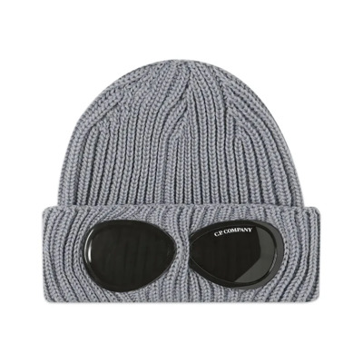 Grijze Melange Ribgebreide Beanie met Goggle-detail C.p. Company , Gray , Dames