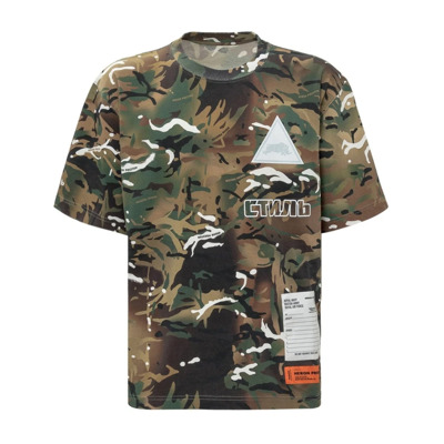 Groene Katoenen T-Shirt Aw22 Heron Preston , Multicolor , Heren