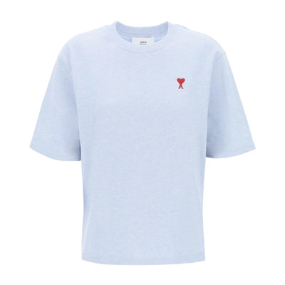 Hart Geborduurd T-shirt Ami Paris , Blue , Dames