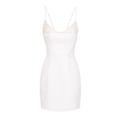 Ivoor Geborduurd Mini Jurk Elisabetta Franchi , White , Dames