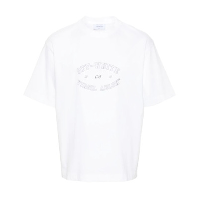 Jersey Crew Neck Logo Print T-shirt Off White , White , Heren