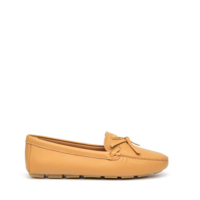 Leren Loafer in Cuoio Kleur Prada , Beige , Dames