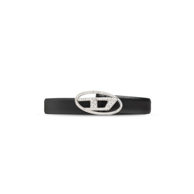 Leren riem Oval D Logo Diesel , Black , Dames