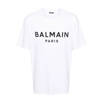 Logo Print Crew Neck T-shirt Balmain , White , Heren