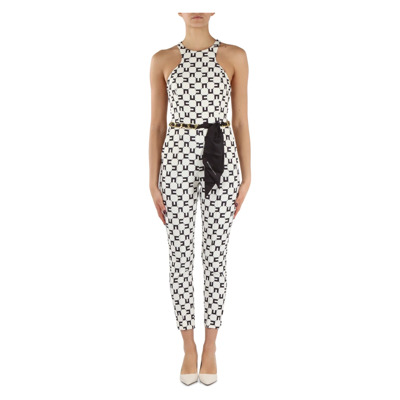 Logo Print Stretch Jumpsuit Elisabetta Franchi , White , Dames