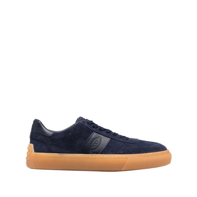 Marineblauwe Suède Lage Sneakers Tod's , Blue , Heren