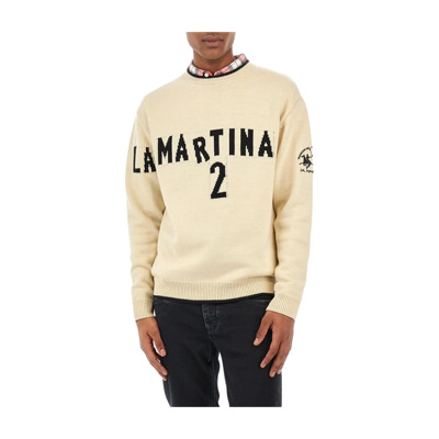 Merino Wol Crew Neck Trui Off White La Martina , White , Heren