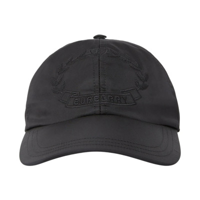 -Nylon Oak Leaf Crest Baseball Cap Burberry , Black , Heren