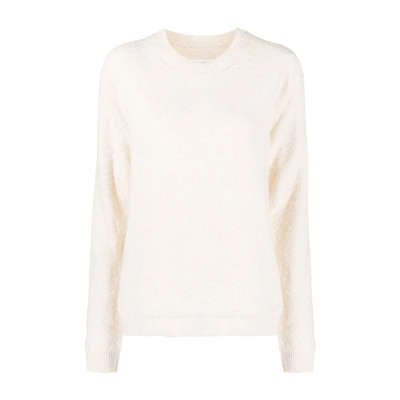 Off White Bouclé Crewneck Gebreid Maison Margiela , White , Dames