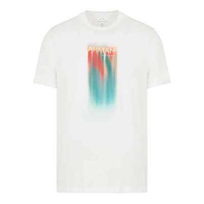 Off White T-Shirt met Logo Print Armani Exchange , White , Heren