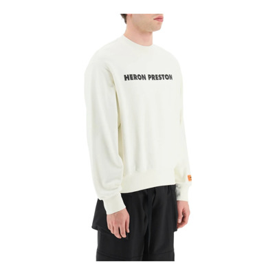 Organisch Katoenen Crewneck Sweatshirt met Logo Print en Borduursel Heron Preston , White , Heren