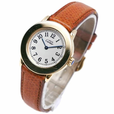 Pre-owned Stainless Steel watches Cartier Vintage , Beige , Dames