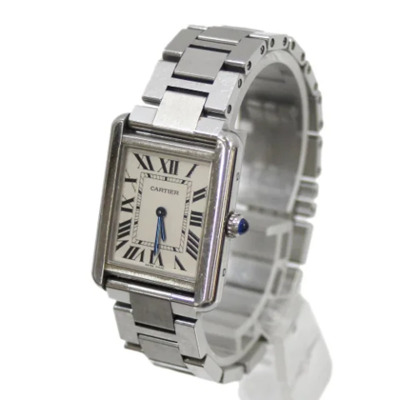 Pre-owned Stainless Steel watches Cartier Vintage , White , Dames