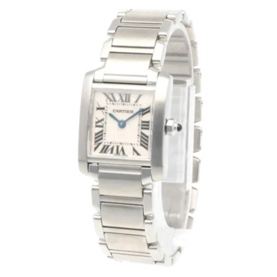 Pre-owned Stainless Steel watches Cartier Vintage , White , Dames