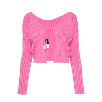 Ribgebreide Trui met Uitgesneden Details Jacquemus , Pink , Dames