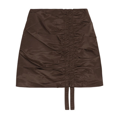 Ruched Nylon Mini Skirt Ganni , Brown , Dames