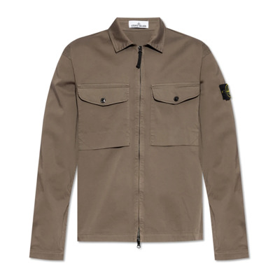 Shirt met logo Stone Island , Brown , Heren