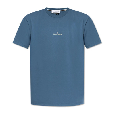 T-shirt met logo Stone Island , Blue , Heren