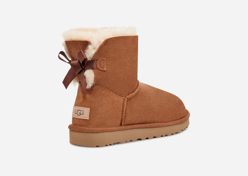 UGG® Mini Bailey Bow II-laars voor dames in Brown, Maat 38, Suede