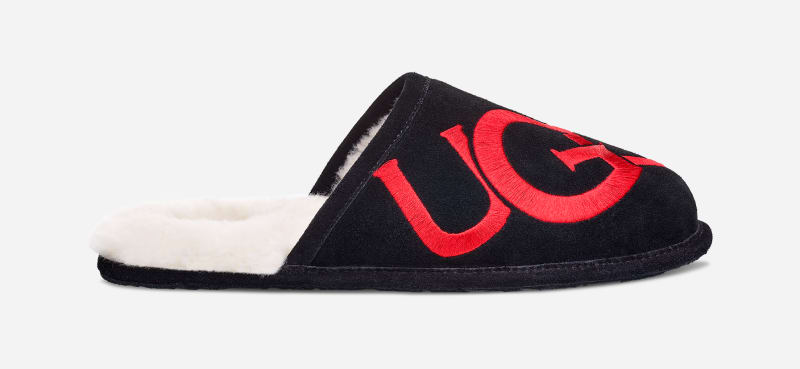UGG® Scuff Logo Slipper for Men in Black, Suede