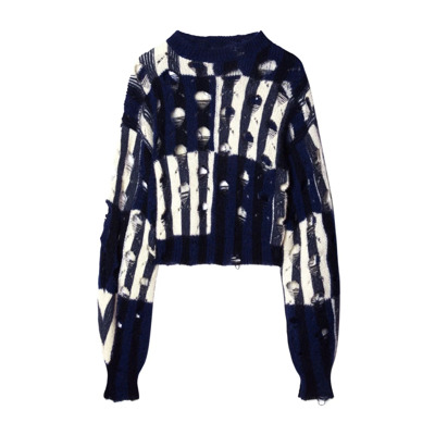 Verweerde Shibori Trui Off White , Blue , Dames