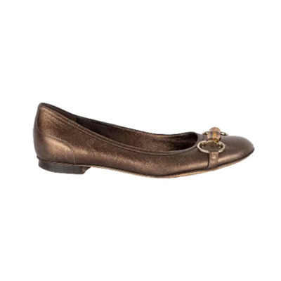 Vintage Leren Ballet Flats Gucci Vintage , Brown , Dames