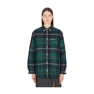 Virdian Overshirt - Stijlvolle Wollen Jas Burberry , Green , Dames