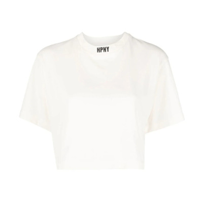 Wit Logo Cropped T-Shirt Heron Preston , White , Dames