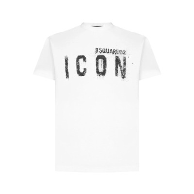 Wit Logo Print Katoenen T-Shirt Dsquared2 , White , Heren