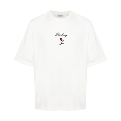 Witte Flocked Rose T-shirts en Polos Burberry , White , Heren