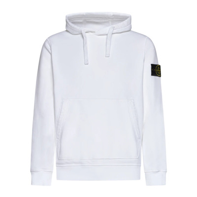 Witte Katoenen Hoodie met Logobadge Stone Island , White , Heren