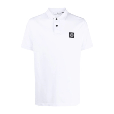 Witte Katoenen Patch Compass Polo Stone Island , White , Heren