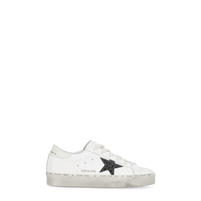 Witte Leren Sneakers met Krokoeffect Golden Goose , White , Dames