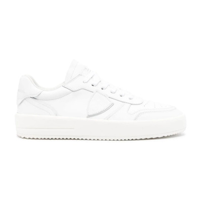 Witte Sneakers met Logo Patch en Contrasterende Hiel Philippe Model , White , Dames