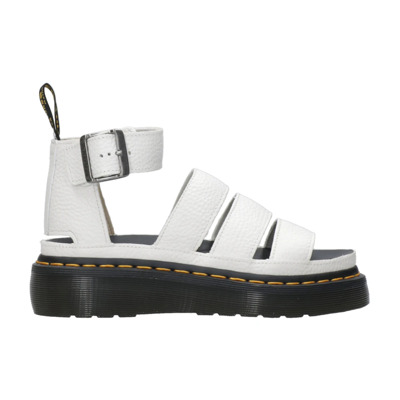 Witte platte leren sandalen met verstelbare enkelband Dr. Martens , White , Dames