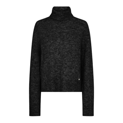 Zachte en Luxe Gebreide Trui - Mmaidy Thora Rollneck MOS Mosh , Black , Dames