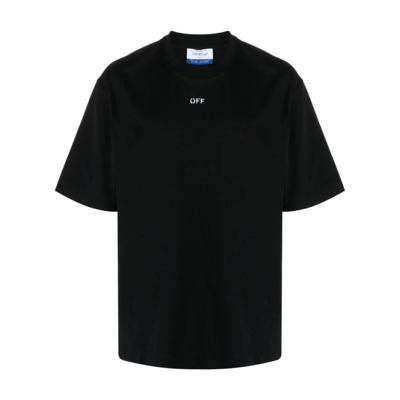 Zwart T-shirt met Logoprint Off White , Black , Heren