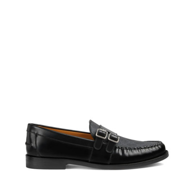 Zwarte GG-Canvas Gesploafers Gucci , Black , Heren