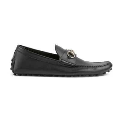 Zwarte Horsebit Leren Loafers Gucci , Black , Heren