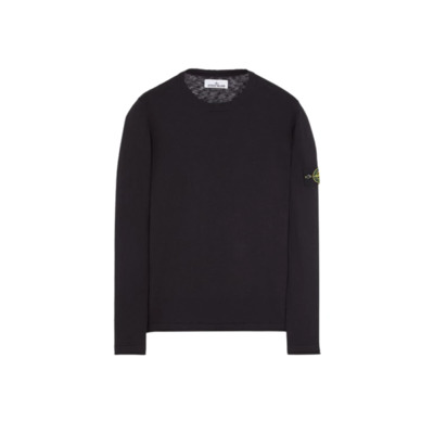 Zwarte Katoen Nylon Ronde Hals Trui Stone Island , Black , Heren