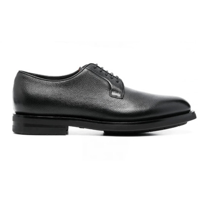 Zwarte Leren Derby Schoenen Santoni , Black , Heren