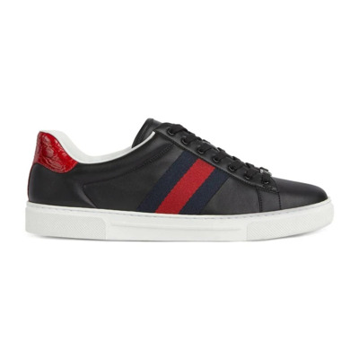 Zwarte Leren Sneakers Ss22 Gucci , Black , Heren