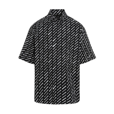 Zwarte Logo Katoenen Shirt Ss24 Balenciaga , Black , Heren