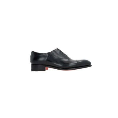 Zwarte Oxford Leren Schoenen Santoni , Black , Heren