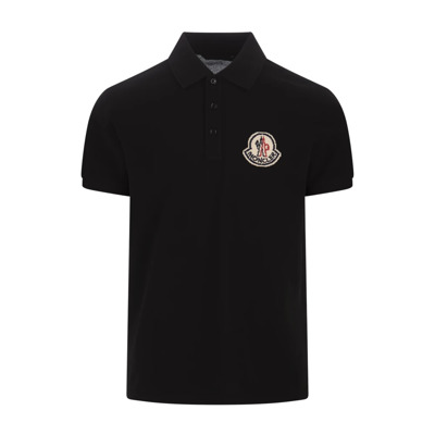 Zwarte Sandalen Pixel Logo Polo Shirt Moncler , Black , Heren