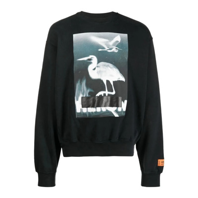 Zwarte Sweatshirt - Regular Fit - Koud Weer - 100% Katoen Heron Preston , Black , Heren