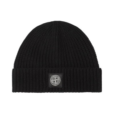 Zwarte Unisex Beanie Muts Stone Island , Black , Heren