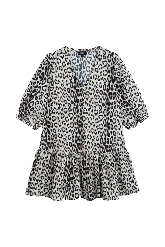 Alix The Label Leopard babydoll dress -