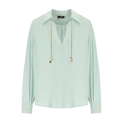 Aqua Groene V-Hals Blouse Elisabetta Franchi , Green , Dames