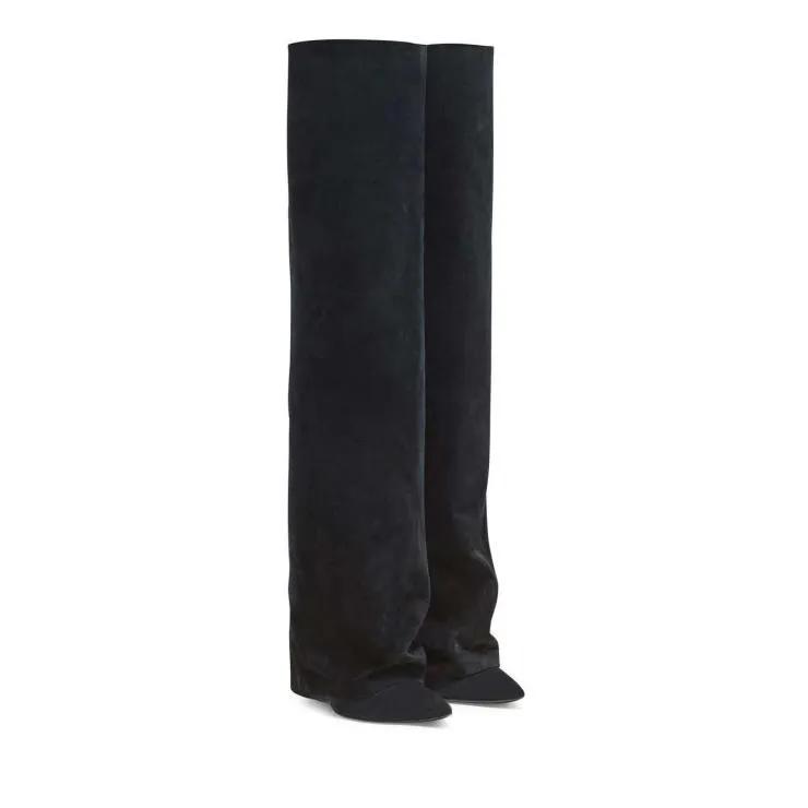 Balmain Boots & laarzen - Ariel Suede Knee-High Boots in zwart